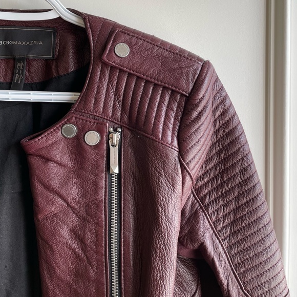 Burgundy Genuine Leather Jacket - Picture 2 of 5